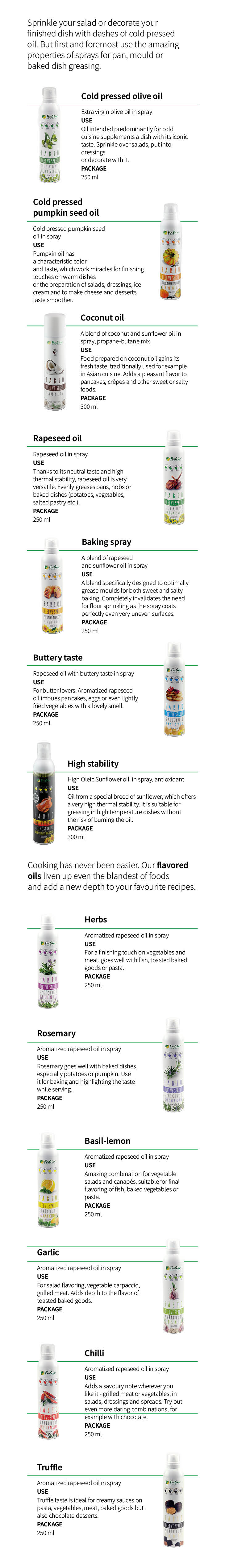 oils in spray